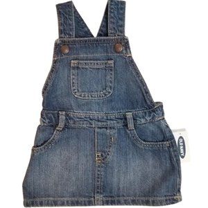 OLD NAVY Denim Blue Jean Overall Dress - Infant Girl's 6-12 Months